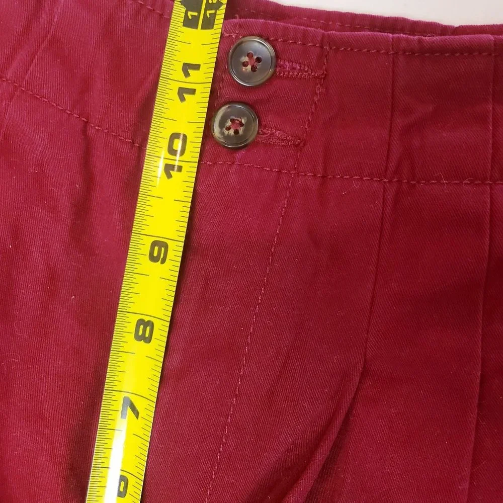 Forever 21 PaperBag Waist pants size Small high waist‎ roll hem deep red